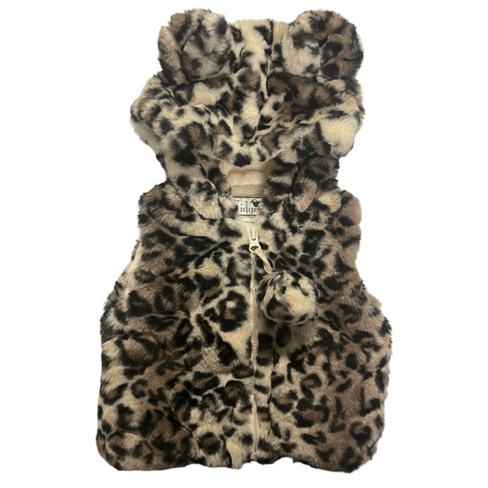 Widgeon Baby Girls Leopard Print Faux Fur Hooded Vest with Ears 12M Animal Print